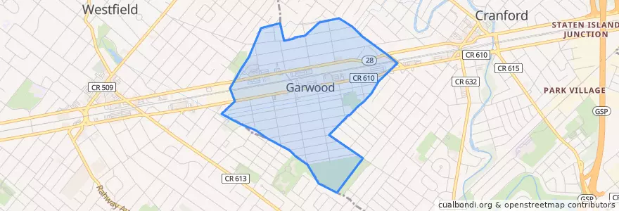 Mapa de ubicacion de Garwood.