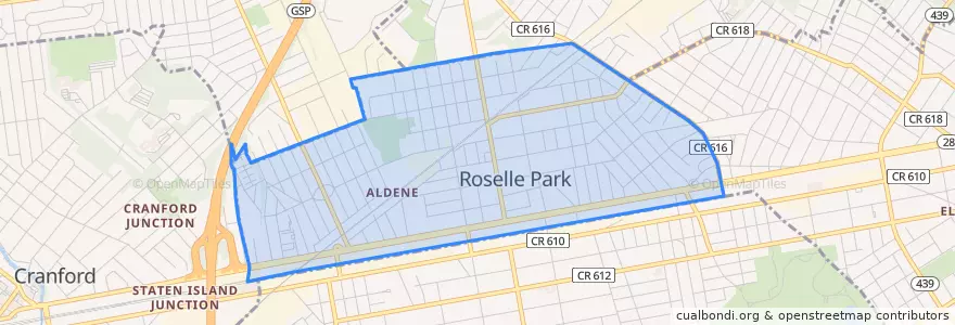 Mapa de ubicacion de Roselle Park.