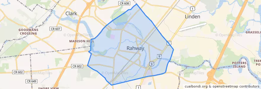 Mapa de ubicacion de Rahway.