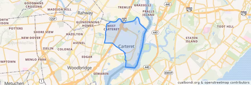Mapa de ubicacion de Carteret.