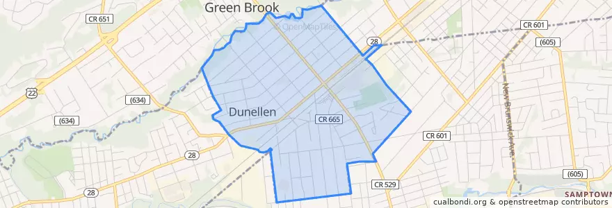Mapa de ubicacion de Dunellen.