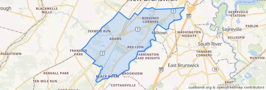 Mapa de ubicacion de North Brunswick Township.