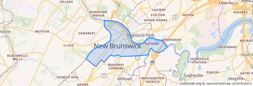 Mapa de ubicacion de New Brunswick.