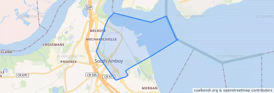 Mapa de ubicacion de South Amboy.