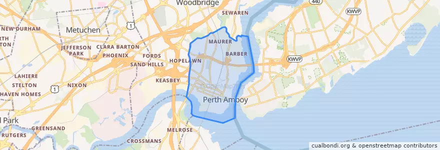 Mapa de ubicacion de Perth Amboy.