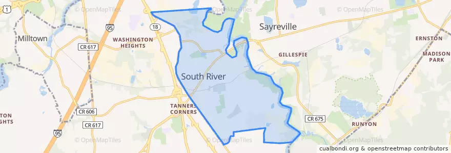 Mapa de ubicacion de South River.