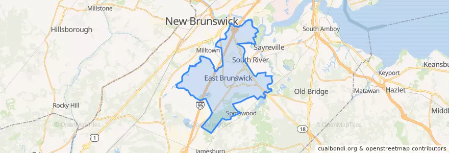 Mapa de ubicacion de East Brunswick Township.