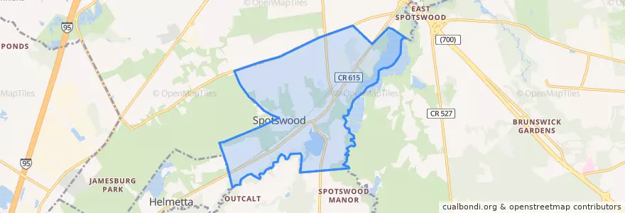 Mapa de ubicacion de Spotswood.