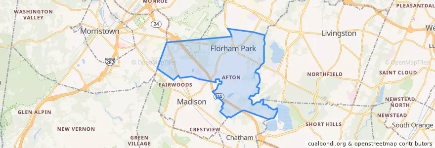 Mapa de ubicacion de Florham Park.