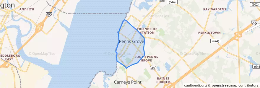 Mapa de ubicacion de Penns Grove.