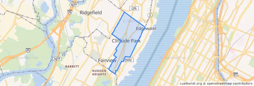 Mapa de ubicacion de Cliffside Park.