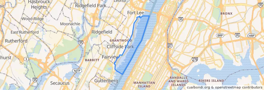 Mapa de ubicacion de Edgewater.