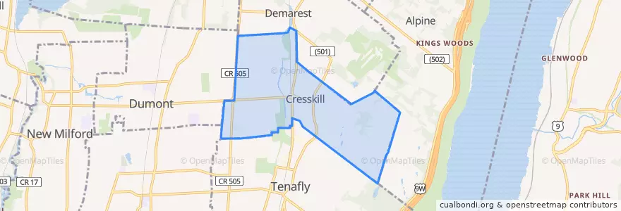 Mapa de ubicacion de Cresskill.