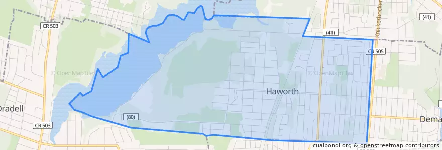 Mapa de ubicacion de Haworth.