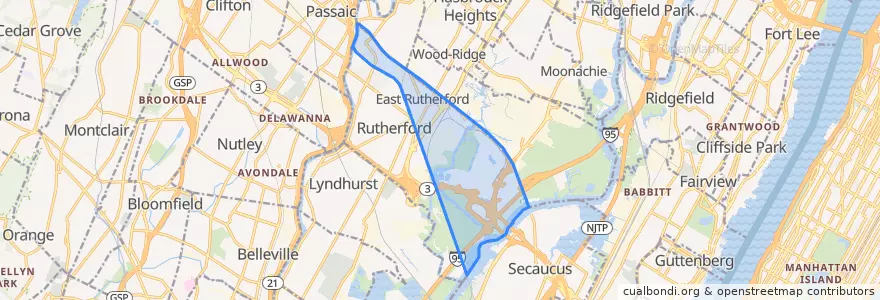 Mapa de ubicacion de East Rutherford.