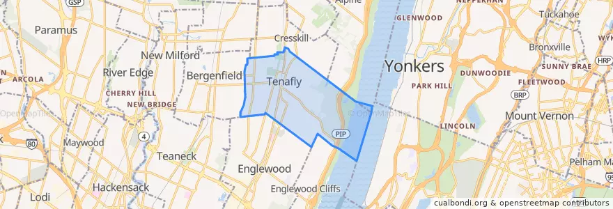 Mapa de ubicacion de Tenafly.