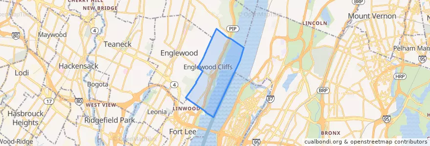 Mapa de ubicacion de Englewood Cliffs.