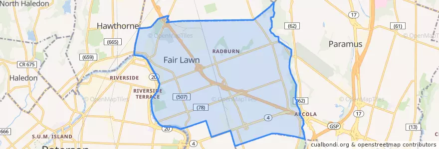 Mapa de ubicacion de Fair Lawn.
