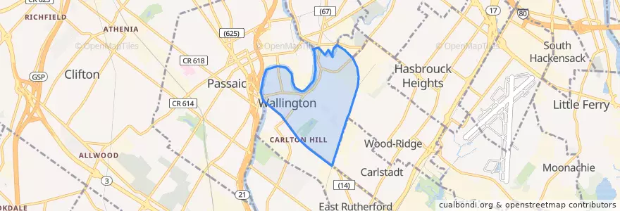 Mapa de ubicacion de Wallington.