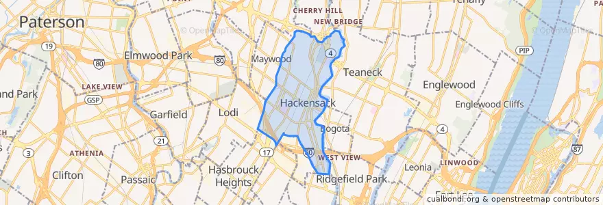 Mapa de ubicacion de Hackensack.