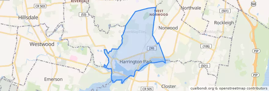 Mapa de ubicacion de Harrington Park.