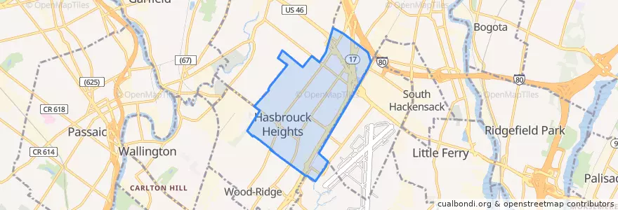 Mapa de ubicacion de Hasbrouck Heights.