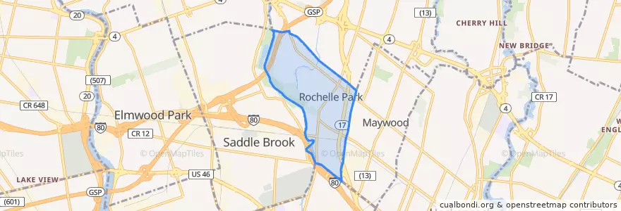 Mapa de ubicacion de Rochelle Park.