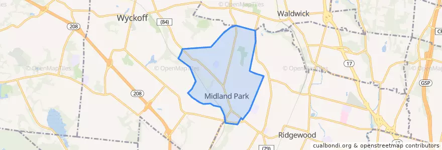 Mapa de ubicacion de Midland Park.