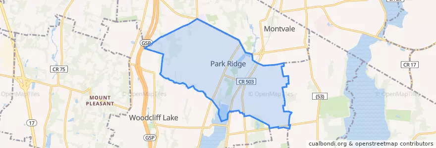 Mapa de ubicacion de Park Ridge.