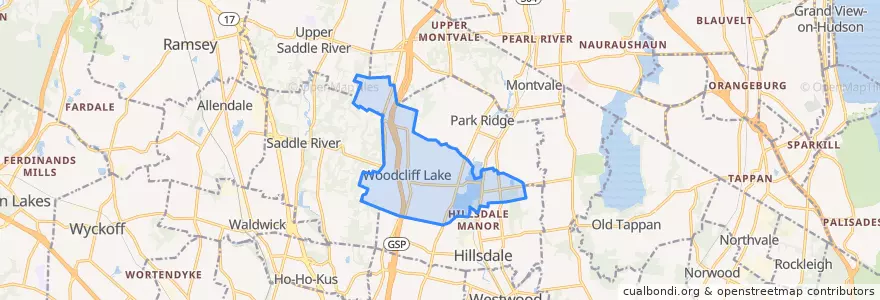 Mapa de ubicacion de Woodcliff Lake.