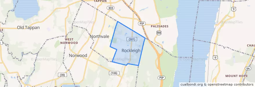 Mapa de ubicacion de Rockleigh.