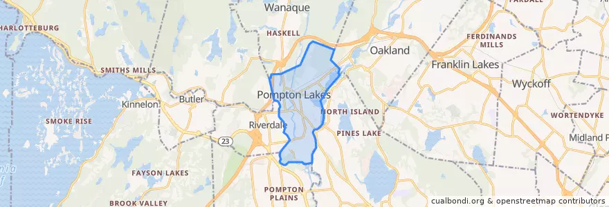 Mapa de ubicacion de Pompton Lakes.