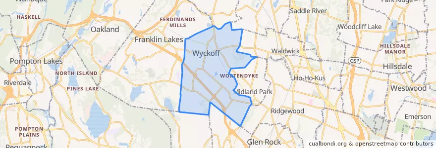 Mapa de ubicacion de Wyckoff.