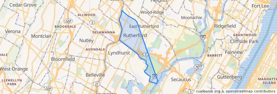 Mapa de ubicacion de Rutherford.