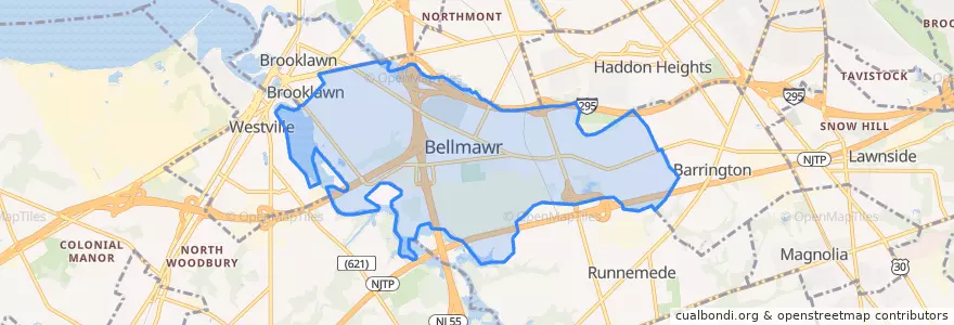 Mapa de ubicacion de Bellmawr.
