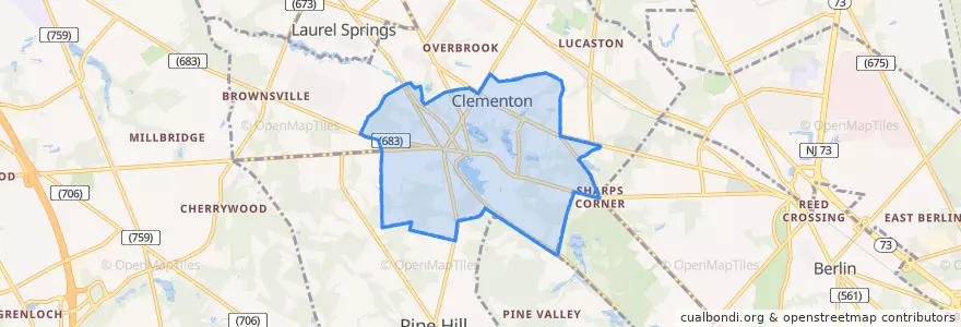 Mapa de ubicacion de Clementon.