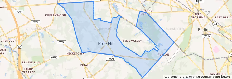 Mapa de ubicacion de Pine Hill.