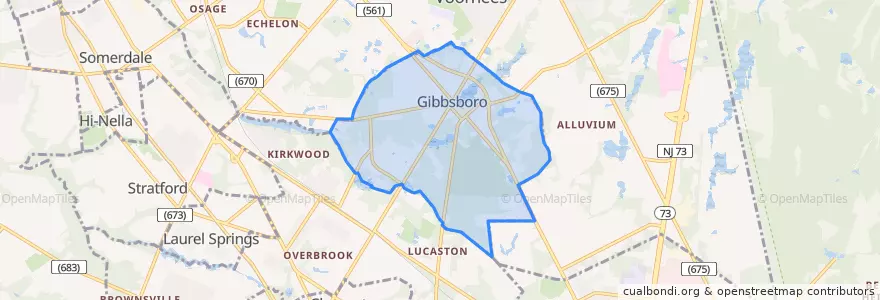 Mapa de ubicacion de Gibbsboro.