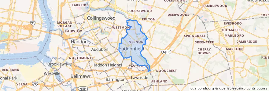 Mapa de ubicacion de Haddonfield.