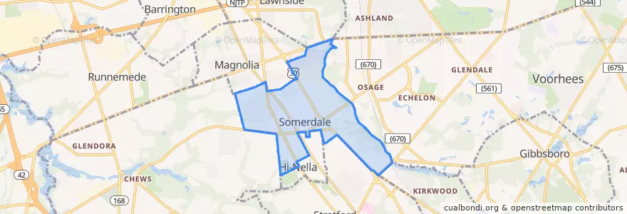 Mapa de ubicacion de Somerdale.