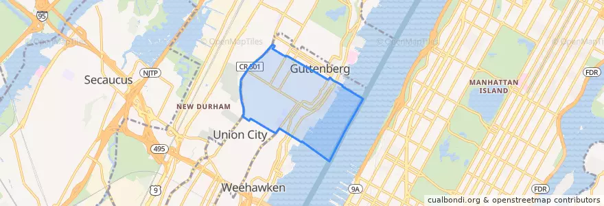 Mapa de ubicacion de West New York.
