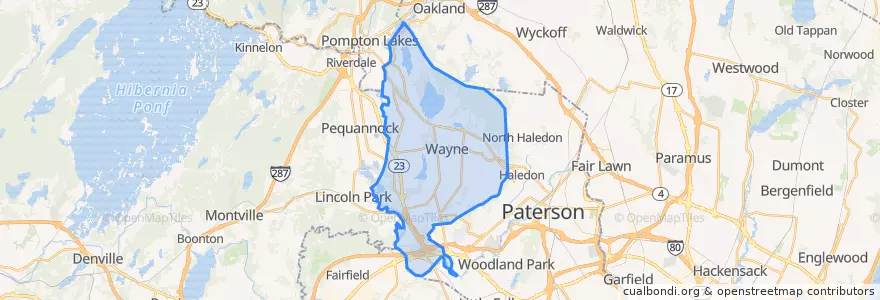 Mapa de ubicacion de Wayne.