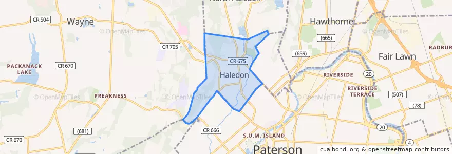 Mapa de ubicacion de Haledon.