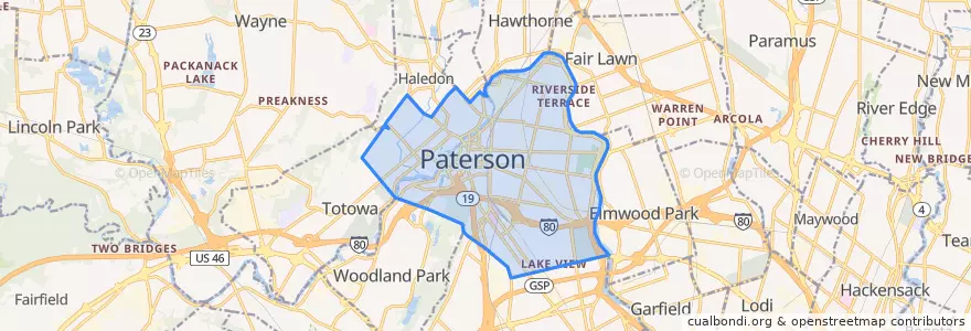 Mapa de ubicacion de Paterson.