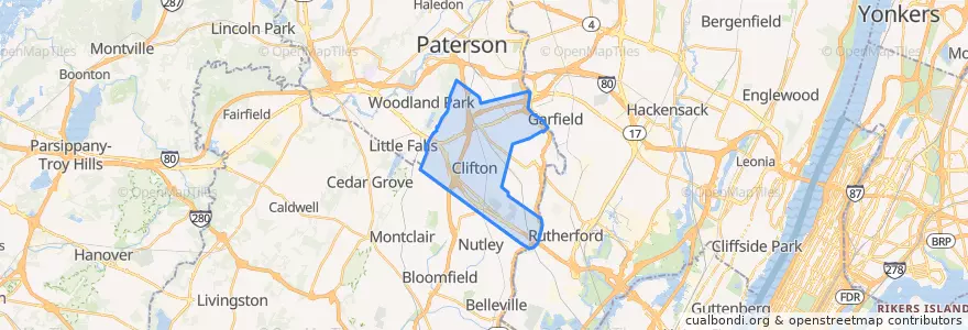 Mapa de ubicacion de Clifton.