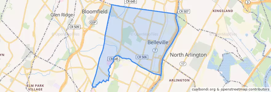Mapa de ubicacion de Belleville.