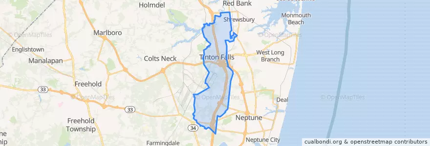 Mapa de ubicacion de Tinton Falls.