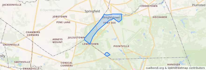 Mapa de ubicacion de Wrightstown.