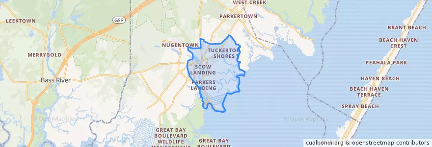 Mapa de ubicacion de Tuckerton.