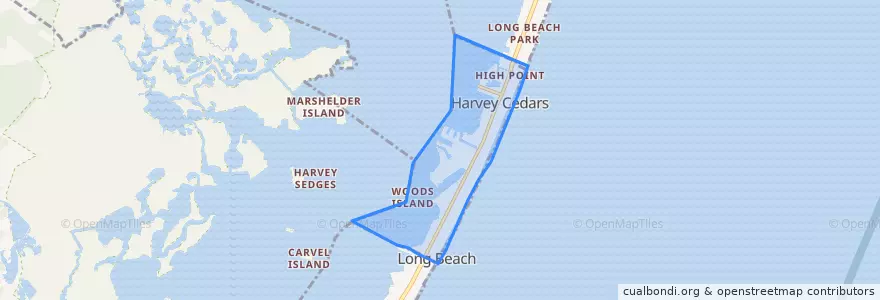 Mapa de ubicacion de Harvey Cedars.